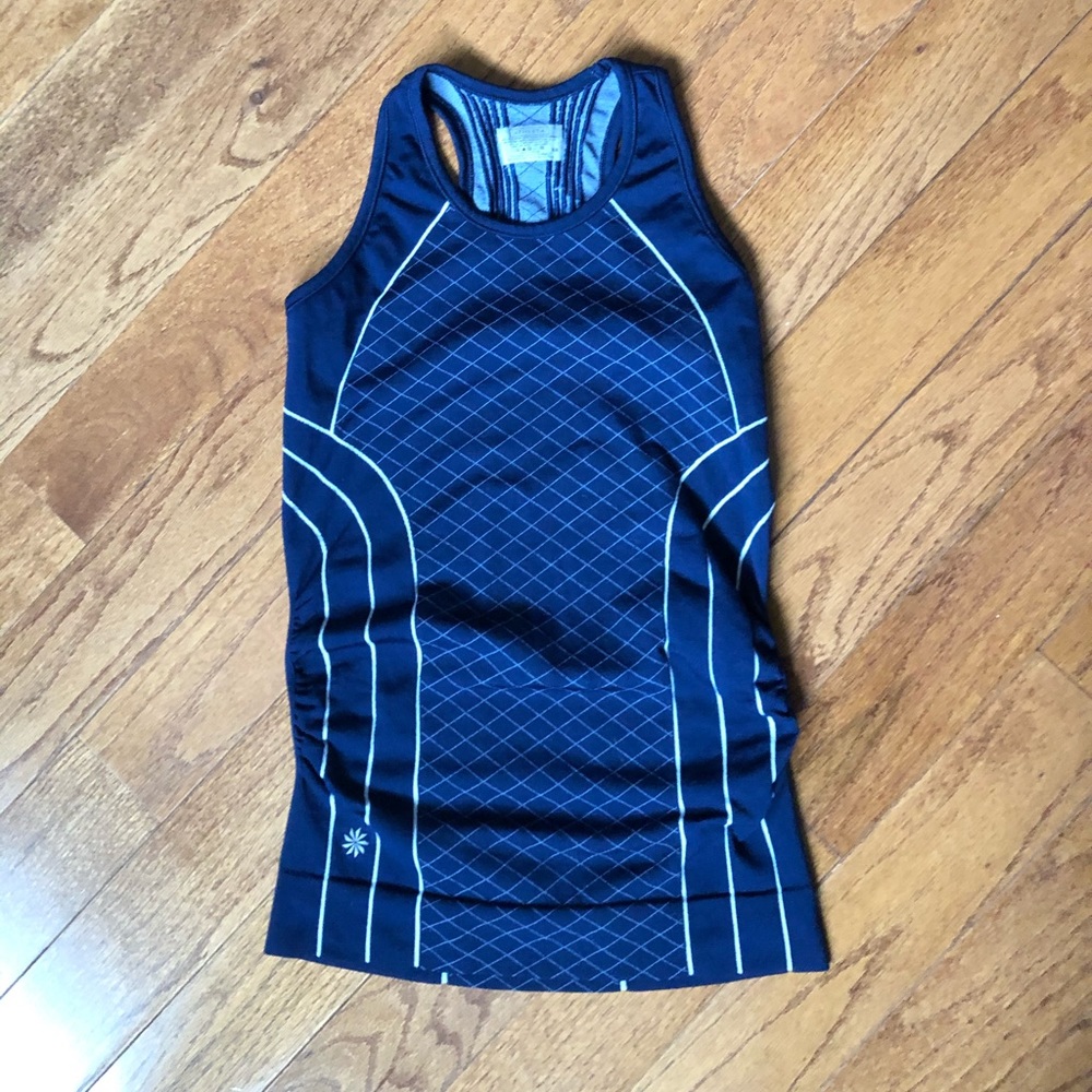 Athleta racer back tank with contrasting pattern